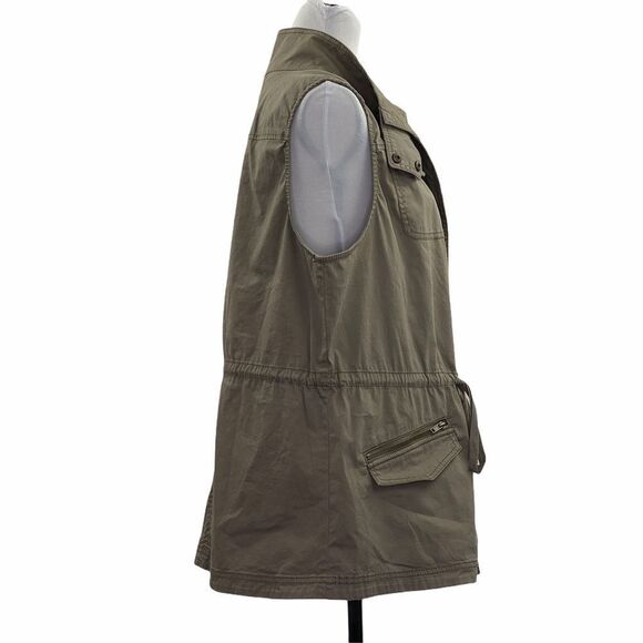 INTRO. Brown Utility Button Down Vest Jacket 1X - Picture 4 of 11